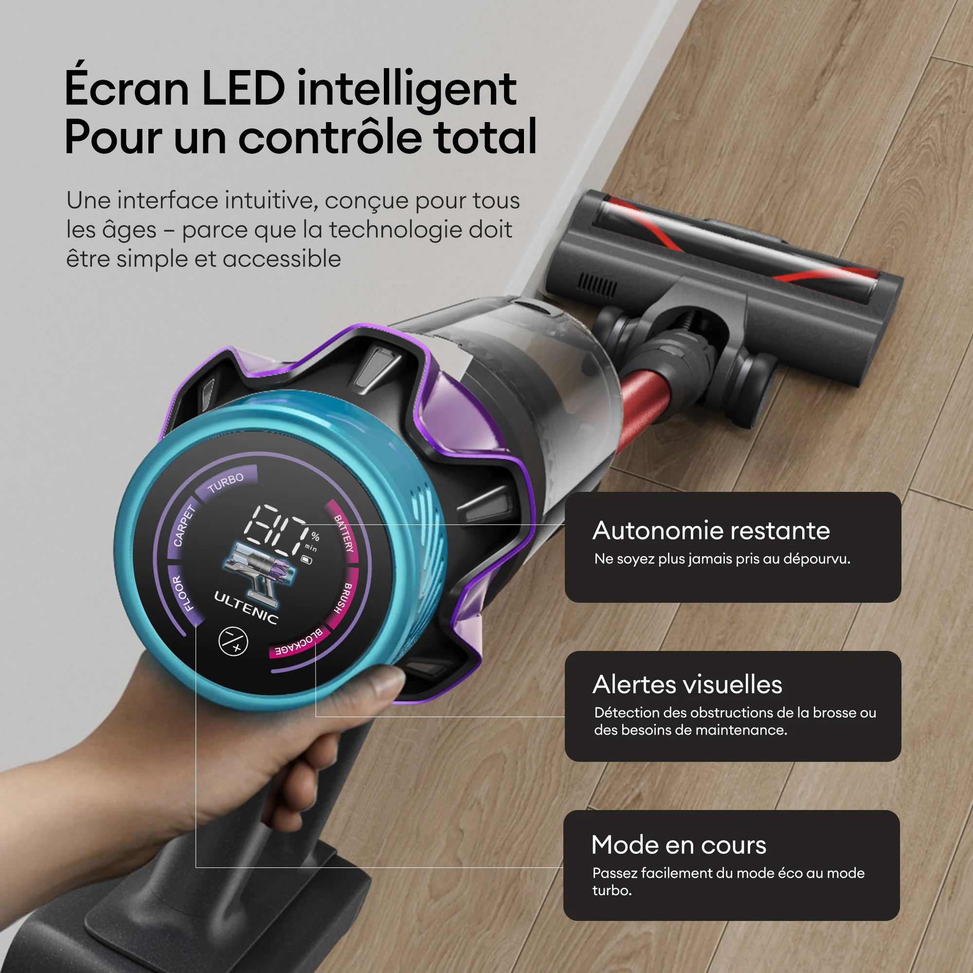 Ultenic U18 PowerPro Aspirateur Balai Sans Fil - Image 5